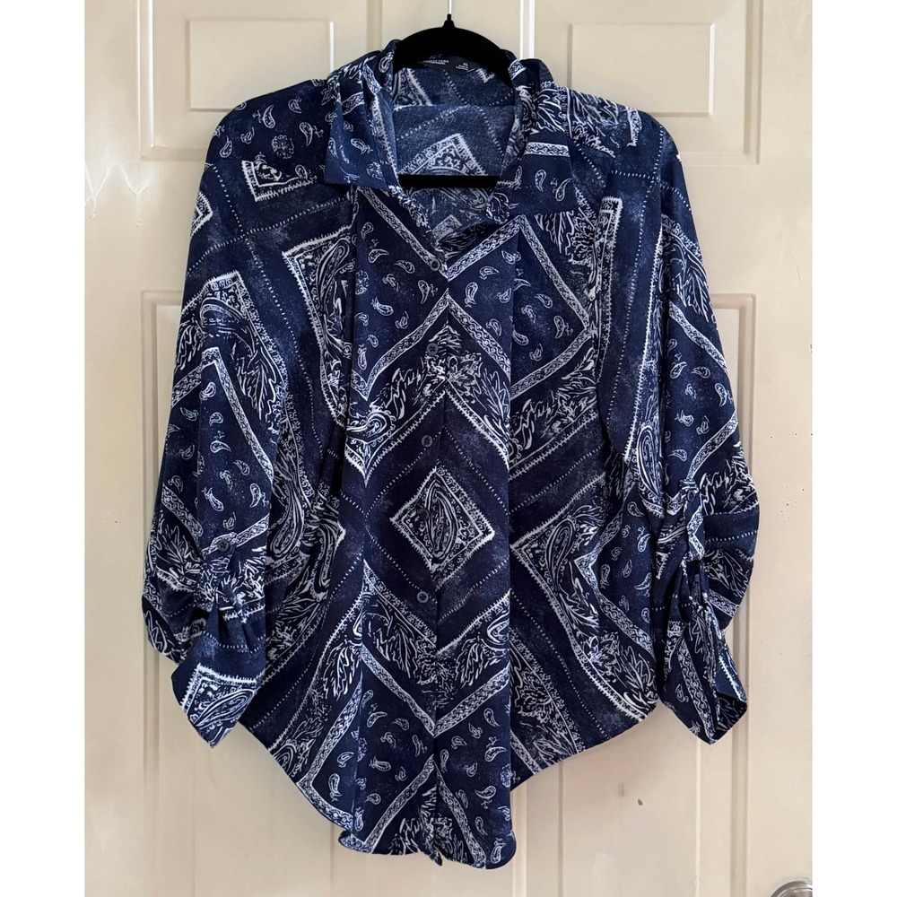 Simply Vera Vera Wang Bandana Paisley Blouse XL Cowgirl Boho